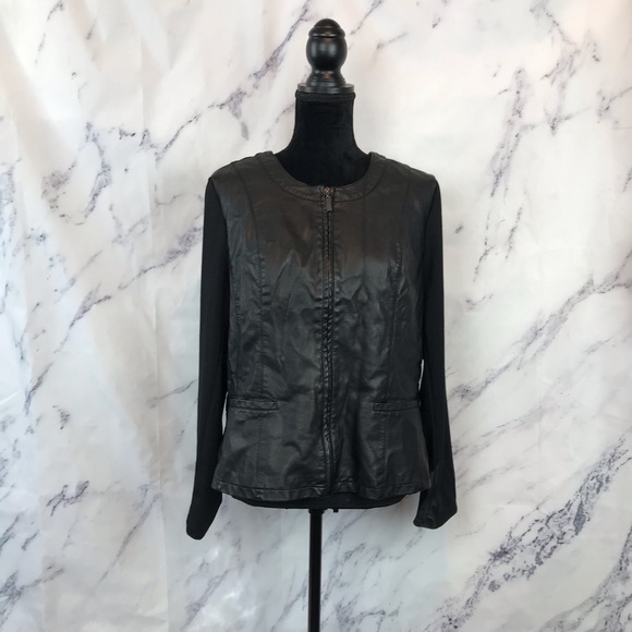Alfani Jackets & Blazers - Alfani Black Faux Leather Mixed Media Jacket